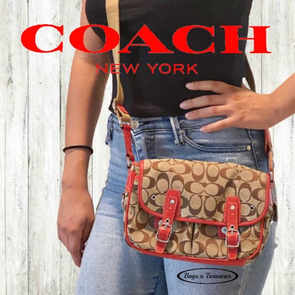 Coach Crossbody with Red Leather Trim - Picture 2 of 11